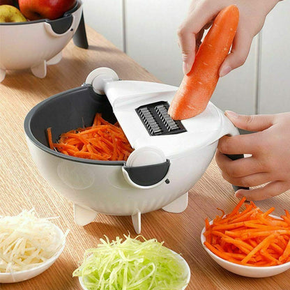 9-in-1 Vegetable Cutter with Drain Basket & 7 Blades | Multifunctional Vegetable Slicer, Chopper & Grater
