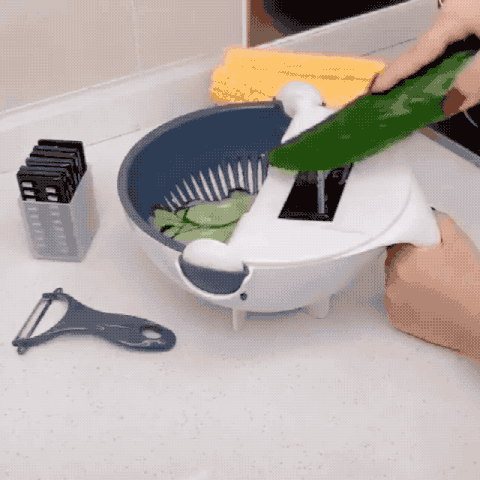 9-in-1 Vegetable Cutter with Drain Basket & 7 Blades | Multifunctional Vegetable Slicer, Chopper & Grater