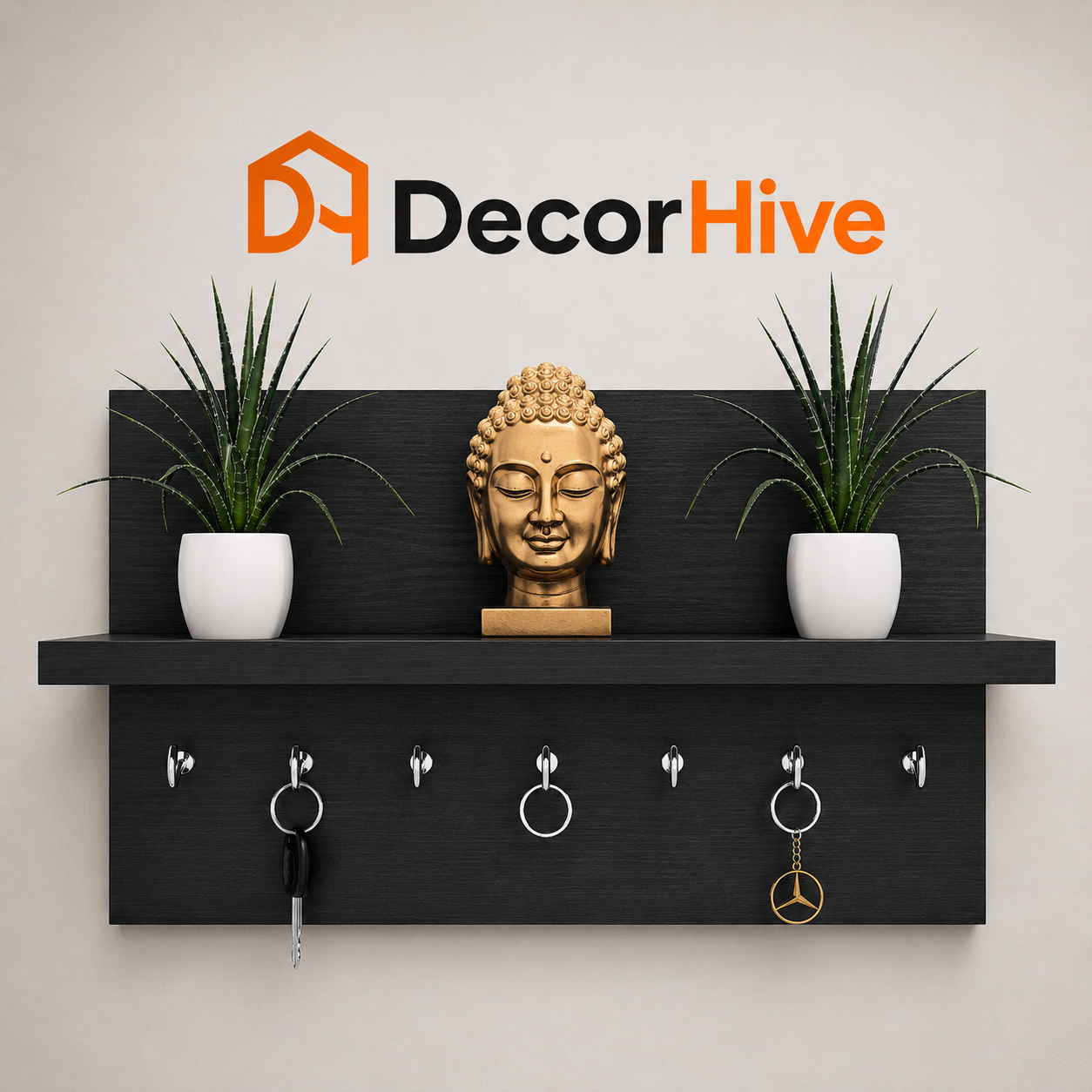 Wooden Key Holder for Wall | 7 Hooks | Modern Home Decor