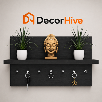 Wooden Key Holder for Wall | 7 Hooks | Modern Home Decor