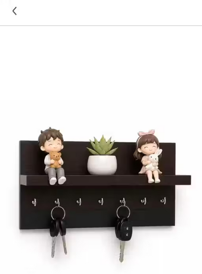 Wooden Key Holder for Wall | 7 Hooks | Modern Home Decor