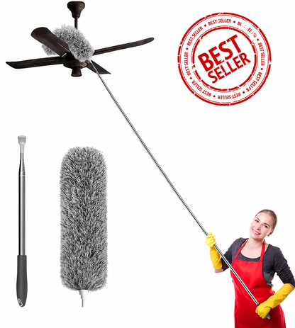 Microfiber Feather Duster – 100-Inch Extendable & Bendable Fan Cleaner for High Ceilings, Windows & Blinds